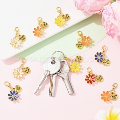 10Pcs Flower Alloy Enamel Pendant Decorations&nbsp;HJEW-YW00273
