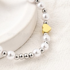 ABS Imitation Pearl Beads Braided Bead Bracelets for Women&nbsp;BJEW-D317-09B-PG