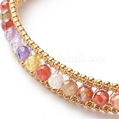 Colorful Cubic Zirconia Beads Cuff Bangle for Girl Women&nbsp;BJEW-JB06609