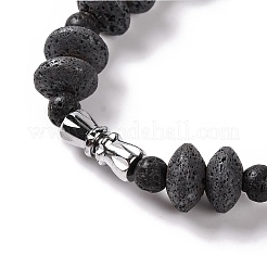 Rondelle & Round Natural Lava Rock Beaded Necklaces&nbsp;NJEW-Q341-10