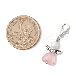 7Pcs Heart Angel Acrylic & Glass Pearl Pendant Decorations&nbsp;HJEW-JM03729-01