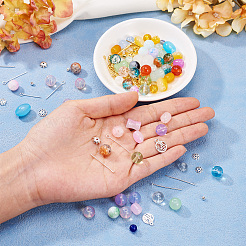 2 Sets 2 Styles DIY Lampwork Beads & Alloy Pendant & Link & Bead Caps Jewelry Findings Kits&nbsp;DIY-TA0011-61