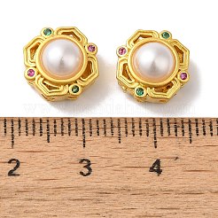 Rack Plating Hollow Brass Cubic Zirconia Beads&nbsp;KK-K381-16B-MG