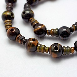 Natural Yellow Blue Tiger Eye(Dyed & Heated) 3-Hole Guru Bead Strands&nbsp;G-K149-08