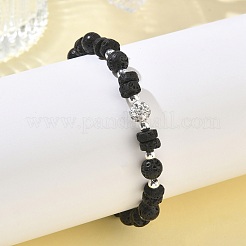 Natural Lava Rock & Non-magnetic Synthetic Hematite Beaded Stretch Bracelets for Women Men&nbsp;BJEW-JB13710