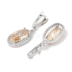 Brass Pave Cubic Zirconia Oval Stud Earrings for Women&nbsp;EJEW-I304-24P-10