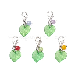 5Pcs Plastic Leaf Pendant Decorations&nbsp;HJEW-JM04179