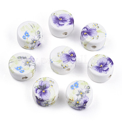 Floral Printed Porcelain Beads&nbsp;PORC-Q176-16mm-2