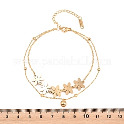 Flower 304 Stainless Steel Satellite Chains Double Layers Anklets&nbsp;BJEW-H643-05G