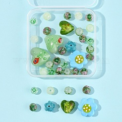 38Pcs 9 Styles Handmade Lampwork Silver Foil Glass Beads&nbsp;FOIL-FS0001-38