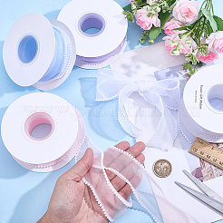 4Rolls 5 Yards ABS Pearl Edged Mesh Ribbon for Bowknot Making&nbsp;OCOR-ME0001-67