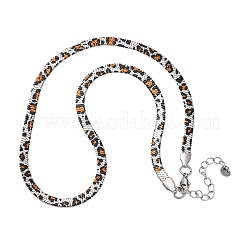 304 Stainless Steel Leopard Print Flat Snake Chain Necklaces for Women&nbsp;NJEW-A044-02B-P-01