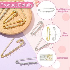 8Pcs 8 Styles Iron Rhinestone Safety Pins&nbsp;FIND-CJ0004-92