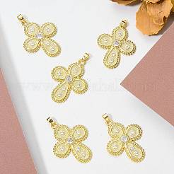5Pcs Rack Plating Brass Micro Pave Cubic Zirconia Pendants&nbsp;KK-SZ0008-20