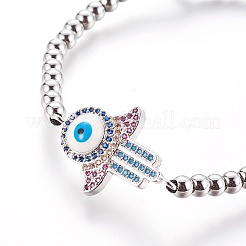 Adjustable 304 Stainless Steel Braided Beaded Bracelets&nbsp;BJEW-L655-012