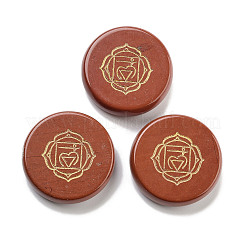 Natural Mixed Stone Flat Round with Chakra Sign Figurines Display Decorations&nbsp;DJEW-K025-01