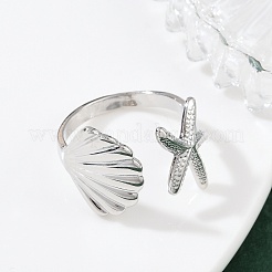 Brass Adjustable Cuff Rings for Women&nbsp;RJEW-B132-02B-P