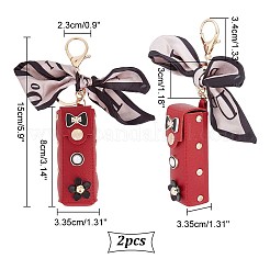 PU Leather Lipstick Storage Bag Pendant Keychain&nbsp;KEYC-WH0036-23B