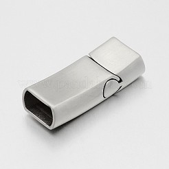 Tarnish Resistant Rectangle 304 Stainless Steel Matte Magnetic Bracelet Clasps&nbsp;STAS-N061-40