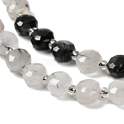 Natural Tourmalinated Quartz/Black Rutilated Quartz Beads Strands&nbsp;G-B153-A08