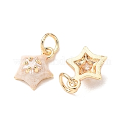 Brass Micro Pave Clear Cubic Zirconia with Enamel Charms&nbsp;CU-K002-49G-C