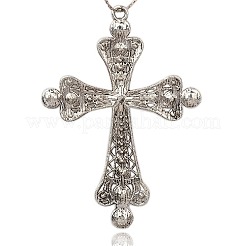 Antique Silver Alloy Rhinestone Cross Big Pendants&nbsp;RB-J109-01AS
