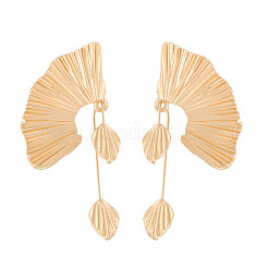 Fan with Leaf Alloy Dangle Stud Earrings&nbsp;FS-WGF637E-01