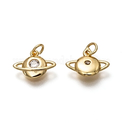Brass Micro Pave Clear Cubic Zirconia Charms&nbsp;ZIRC-B002-27G
