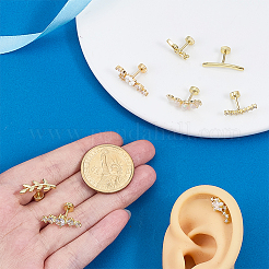 9Pcs Stainless Steel Pave Clear Cubic Zirconia Cartilage Earring Sets&nbsp;EJEW-PH0001-54