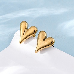 Ion Plating(IP) 304 Stainless Steel Heart Stud Earrings for Women&nbsp;EJEW-F300-09G