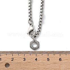 304 Stainless Steel Hexagon Pendant Box Chain Necklaces for Women&nbsp;NJEW-A045-25P