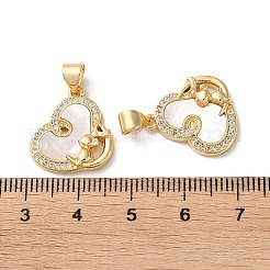Brass Micro Pave Clear Cubic Zirconia Pendants&nbsp;KK-B083-27B-G