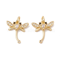 Brass Micro Pave Clear & Black Cubic Zirconia Charms&nbsp;KK-G415-36G