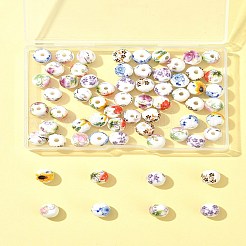 64Pcs 8 Colors Flower Printed Floral Printed Porcelain Beads&nbsp;PORC-FS0001-06
