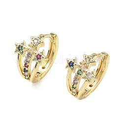 Brass Micro Pave Cubic Zirconia Hoop Earrings&nbsp;KK-EK0712-29G
