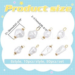 80Pcs 8 Styles Jewelry Making Findings Kits including ABS Plastic Imitation Pearl Pendants & Connector Charms&nbsp;PALLOY-WR00022