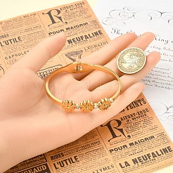 1Pc Adjustable Flower Vacuum Plating 304 Stainless Steel Bangles for Women&nbsp;BJEW-YW0001-16