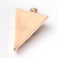 Dyed Triangle Golden Tone Brass Natural Crystal Pendants&nbsp;G-M245-01