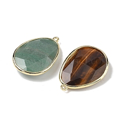 Natural Amethyst & Rose Quartz & Tiger Eye & Green Strawberry Quartz & Quartz Crystal Faceted Teardrop Pendants&nbsp;G-U028-01G