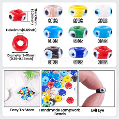 54Pcs 9 Colors Handmade Evil Eye Lampwork Beads&nbsp;LAMP-TA0001-57