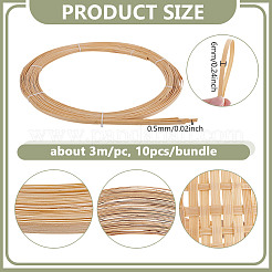 Flat Natural Bamboo Wicker Strips&nbsp;DIY-WH0740-12B