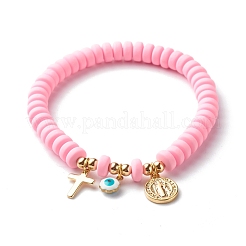 Handmade Polymer Clay Beads Stretch Bracelets&nbsp;BJEW-JB06564
