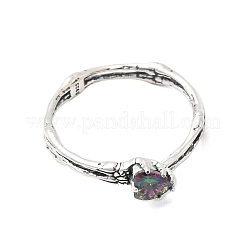 925 Sterling Silver Micro Pave Cubic Zirconia Cuff Rings&nbsp;RJEW-P171-04AS