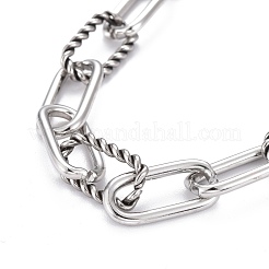 Tarnish Resistant 304 Stainless Steel Paperclip Chain Bracelets&nbsp;BJEW-F412-02P