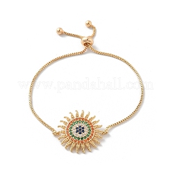 Sun Brass Micro Pave Cubic Zirconia Link Slider Bracelets&nbsp;KK-R217-49G-01