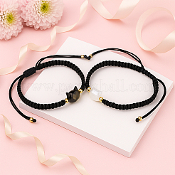 12Pcs 2 Colors Imitation Pearl Braided Beads Bracelets for Men Women&nbsp;BJEW-GO0002-04