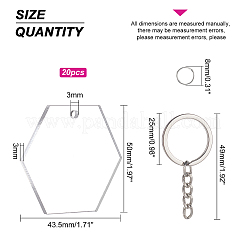 DIY Hexagon Acrylic Blank Pendant Keychain Making Kits&nbsp;DIY-BC0001-61P