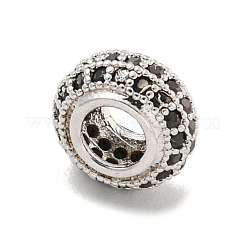 Brass Micro Pave Black Cubic Zirconia Beads&nbsp;KK-G493-49P-01
