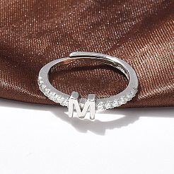 S925 Sterling Silver Adjustable Letter Rings for Women&nbsp;RJEW-M068-01P-M