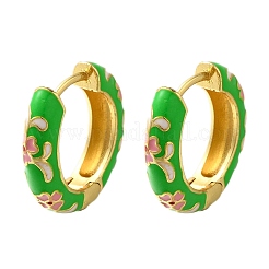 Rack Plating Flower Brass Enamel Hoop Earrings&nbsp;EJEW-H143-13G